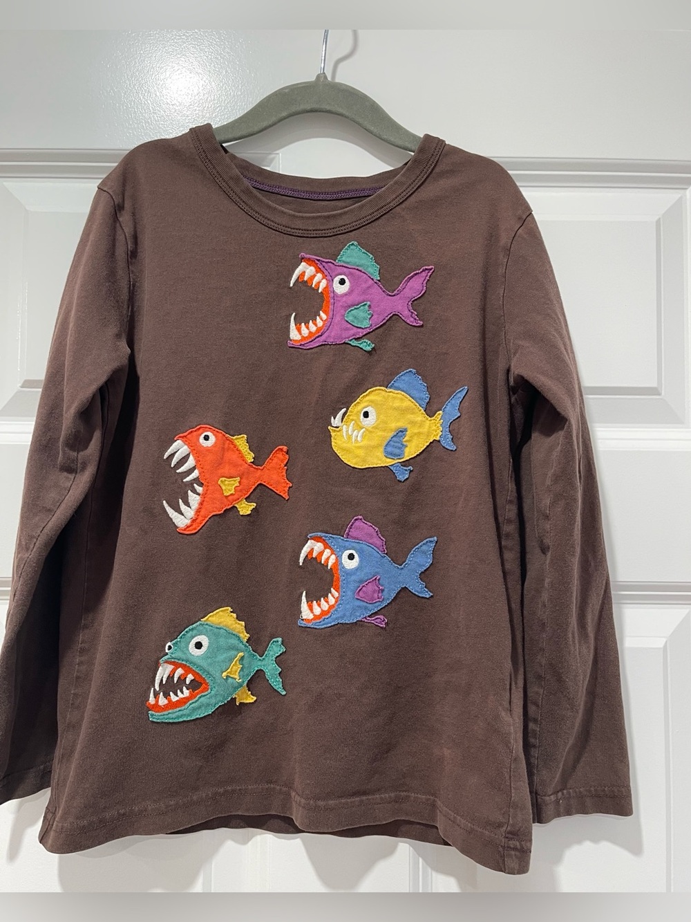 Mini Boden piranha appliqué long-sleeve